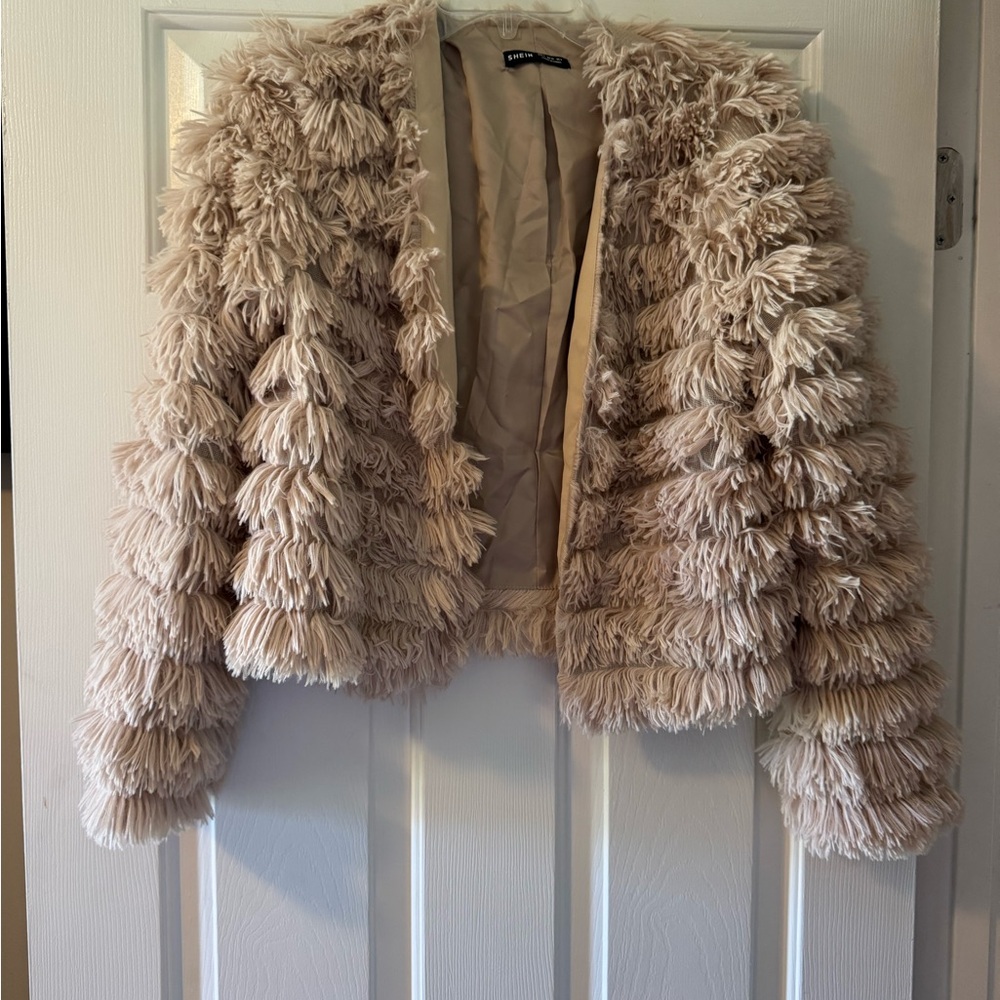 Women's Beige Faux Fur Jacket